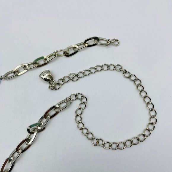 Vintage Silver Tone Metal Faux Turquoise Woman Thin Chain Belt Woman main image 5